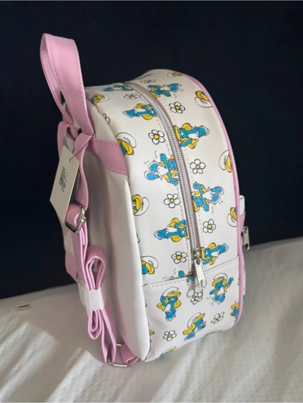 Girls' White & Pink Smurfette Mini Backpack